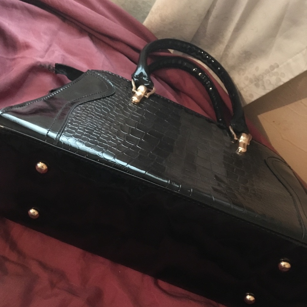 Black Imitation Animal Print Purse